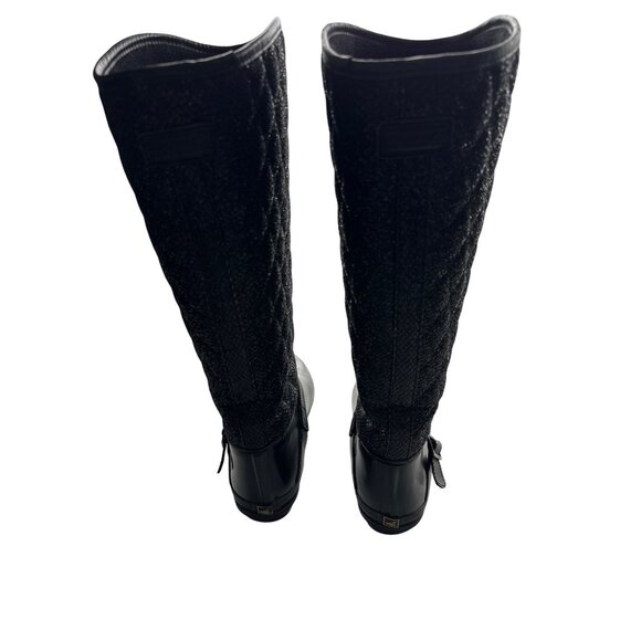 Sperry Top Sider Black Glitter Quilted Waterproof Rubber Rain Boots Size 9 - Picture 5 of 8
